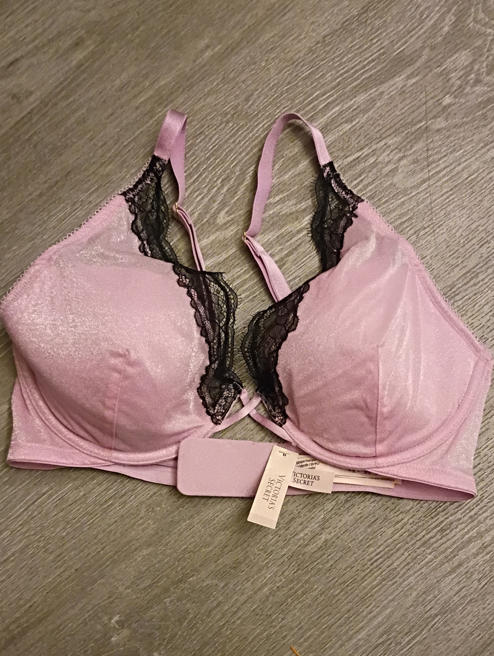 Victoria's Secret Pink Bra with Black Lace Accents